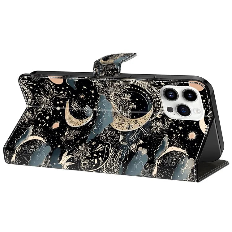 For iPhone 15 Pro Max Case PU Leather Phone Cover Pattern Printing Cell Phone Shell