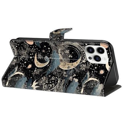 For iPhone 15 Pro Max Case PU Leather Phone Cover Pattern Printing Cell Phone Shell