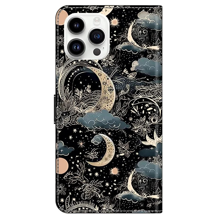 For iPhone 15 Pro Max Case PU Leather Phone Cover Pattern Printing Cell Phone Shell