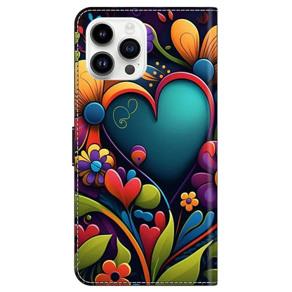 For iPhone 15 Pro Max Case PU Leather Phone Cover Pattern Printing Cell Phone Shell - Wallet