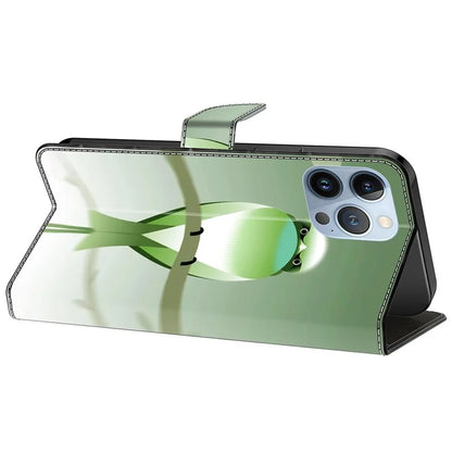 For iPhone 14 Pro Magnetic Phone Case Pattern Print Wallet Scratch-resistant Cover