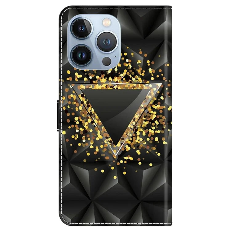 For iPhone 14 Pro Magnetic Phone Case Pattern Print Wallet Scratch-resistant Cover