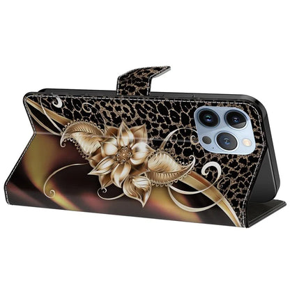 For iPhone 14 Pro Magnetic Phone Case Pattern Print Wallet Scratch-resistant Cover