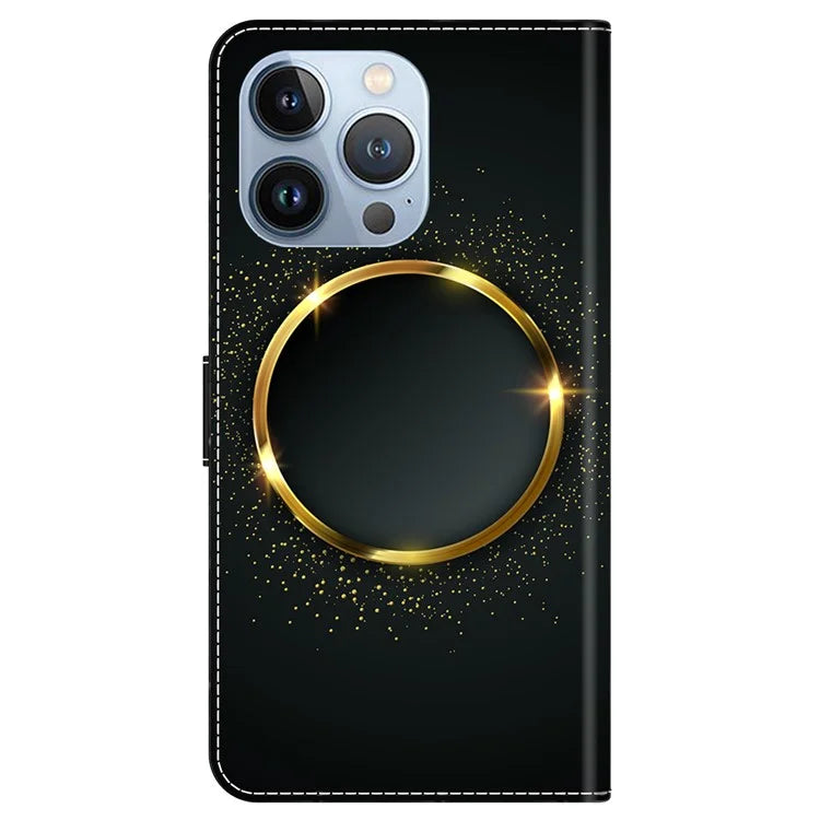 For iPhone 14 Pro Magnetic Phone Case Pattern Print Wallet Scratch-resistant Cover