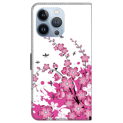 For iPhone 14 Pro Magnetic Phone Case Pattern Print Wallet Scratch-resistant Cover