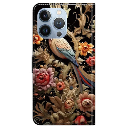 For iPhone 14 Pro Magnetic Phone Case Pattern Print Wallet Scratch-resistant Cover