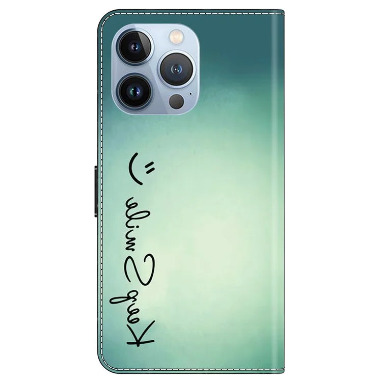 For iPhone 14 Pro Magnetic Phone Case Pattern Print Wallet Scratch-resistant Cover