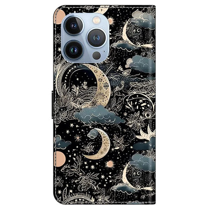 For iPhone 14 Pro Magnetic Phone Case Pattern Print Wallet Scratch-resistant Cover