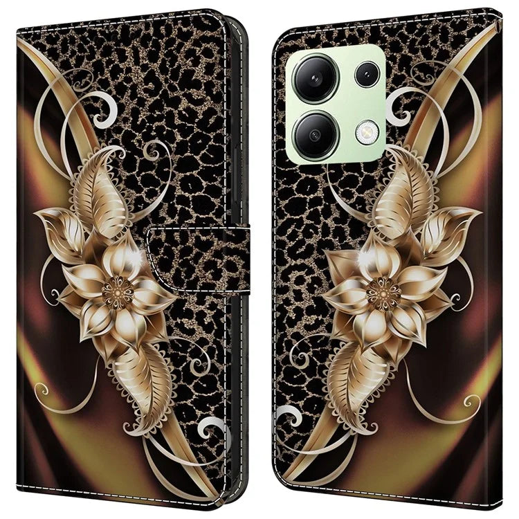 For Xiaomi Redmi Note 13 4G Leather Case Printed Pattern Wallet Stand Phone Cover