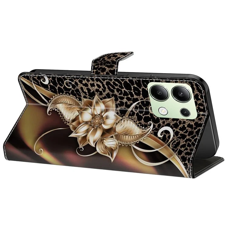 For Xiaomi Redmi Note 13 4G Leather Case Printed Pattern Wallet Stand Phone Cover