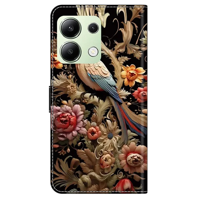 For Xiaomi Redmi Note 13 4G Leather Case Printed Pattern Wallet Stand Phone Cover