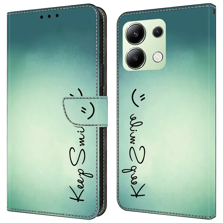 For Xiaomi Redmi Note 13 4G Leather Case Printed Pattern Wallet Stand Phone Cover