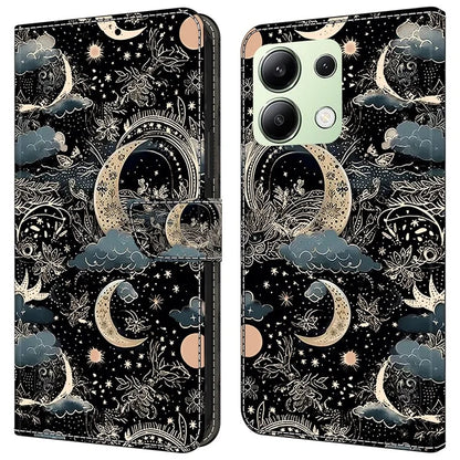 For Xiaomi Redmi Note 13 4G Leather Case Printed Pattern Wallet Stand Phone Cover