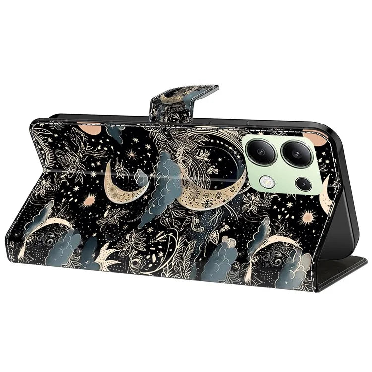 For Xiaomi Redmi Note 13 4G Leather Case Printed Pattern Wallet Stand Phone Cover