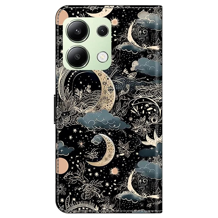 For Xiaomi Redmi Note 13 4G Leather Case Printed Pattern Wallet Stand Phone Cover