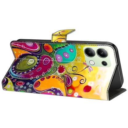 For Xiaomi Redmi Note 13 4G Leather Case Printed Pattern Wallet Stand Phone Cover