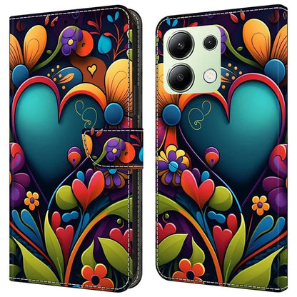 For Xiaomi Redmi Note 13 4G Leather Case Printed Pattern Wallet Stand Phone Cover