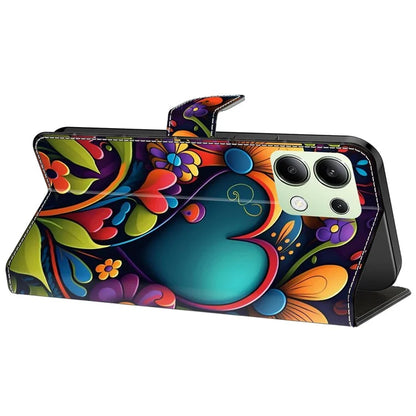 For Xiaomi Redmi Note 13 4G Leather Case Printed Pattern Wallet Stand Phone Cover