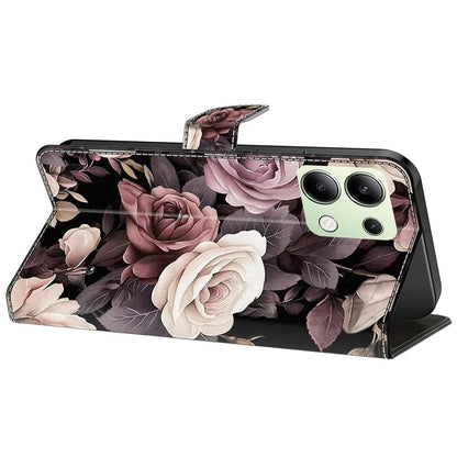 For Xiaomi Redmi Note 13 4G Leather Case Printed Pattern Wallet Stand Phone Cover