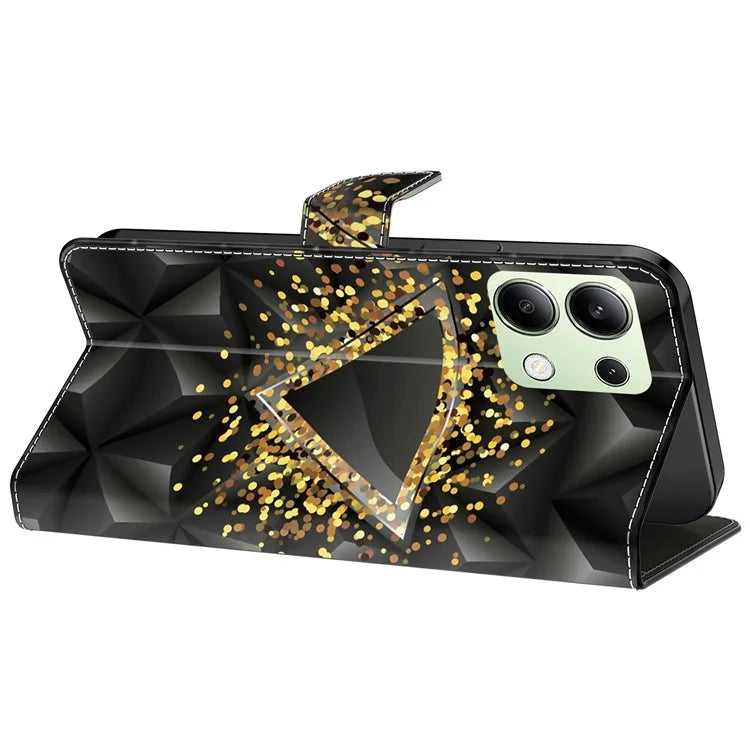 For Xiaomi Redmi Note 13 4G Leather Case Printed Pattern Wallet Stand Phone Cover