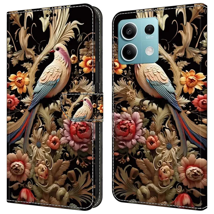 For Xiaomi Redmi Note 13 5G Case Pattern Design PU Leather Shockproof Flip Cover