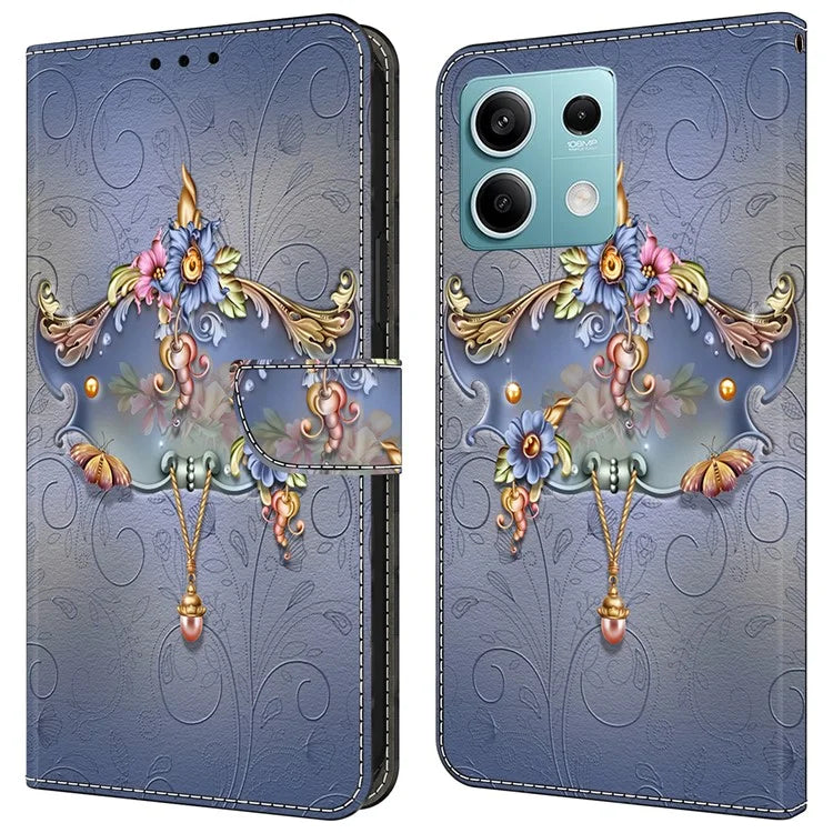 For Xiaomi Redmi Note 13 5G Case Pattern Design PU Leather Shockproof Flip Cover