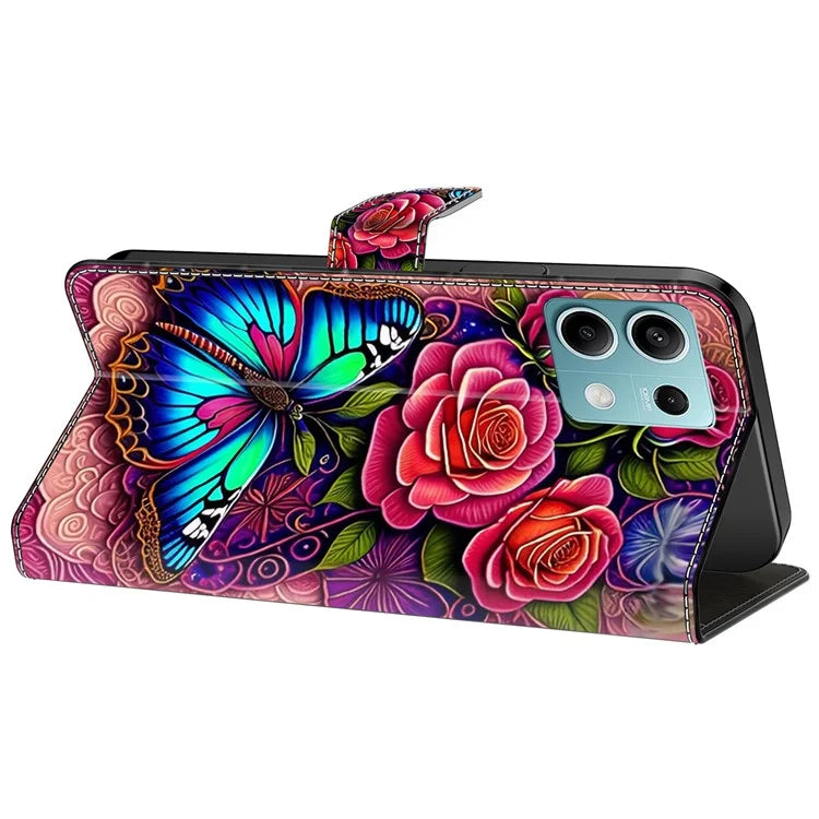 For Xiaomi Redmi Note 13 5G Case Pattern Design PU Leather Shockproof Flip Cover