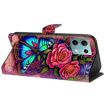 For Xiaomi Redmi Note 13 5G Case Pattern Design PU Leather Shockproof Flip Cover