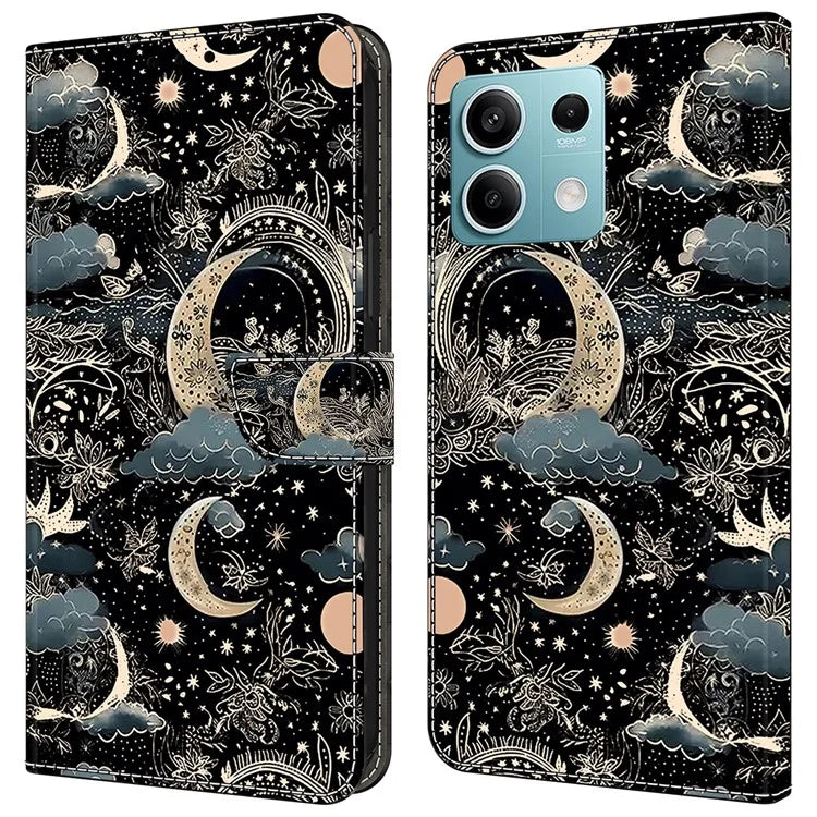 For Xiaomi Redmi Note 13 5G Case Pattern Design PU Leather Shockproof Flip Cover