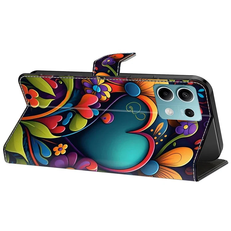 For Xiaomi Redmi Note 13 5G Case Pattern Design PU Leather Shockproof Flip Cover
