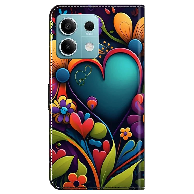 For Xiaomi Redmi Note 13 5G Case Pattern Design PU Leather Shockproof Flip Cover