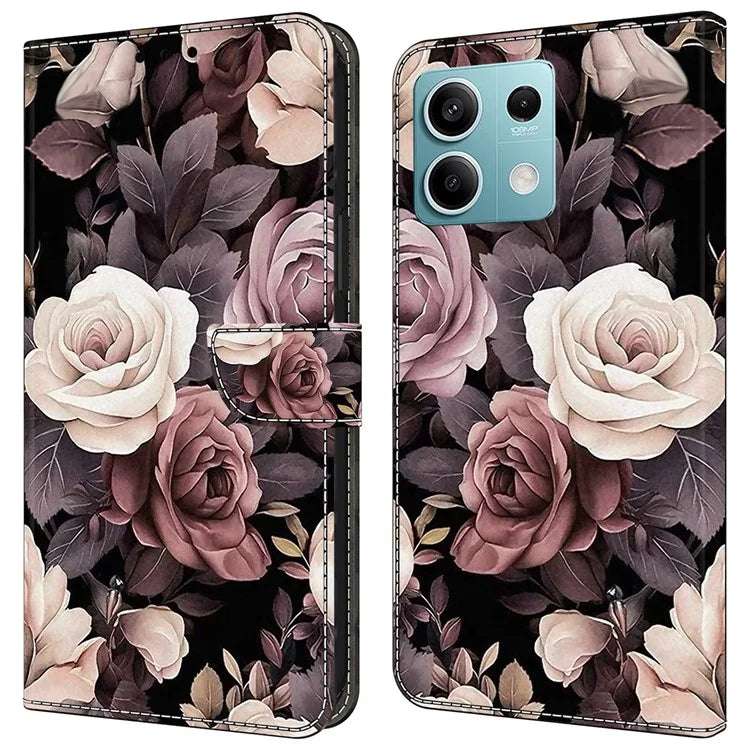 For Xiaomi Redmi Note 13 5G Case Pattern Design PU Leather Shockproof Flip Cover