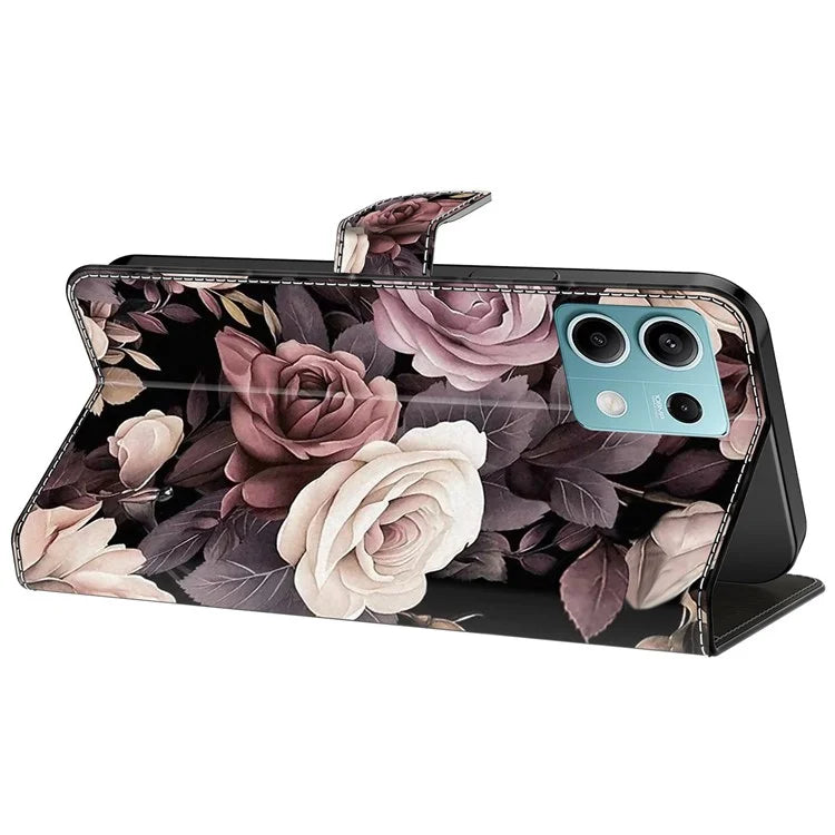For Xiaomi Redmi Note 13 5G Case Pattern Design PU Leather Shockproof Flip Cover