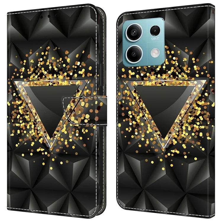 For Xiaomi Redmi Note 13 5G Case Pattern Design PU Leather Shockproof Flip Cover
