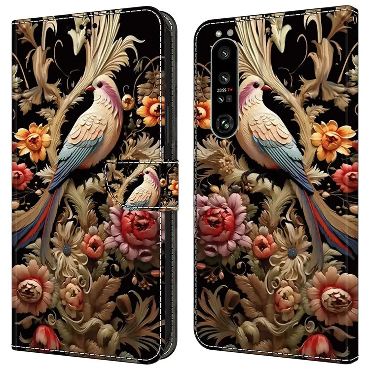 For Sony Xperia 1 IV 5G Cell Phone Case Pattern Design PU Leather Flip Stand Cover