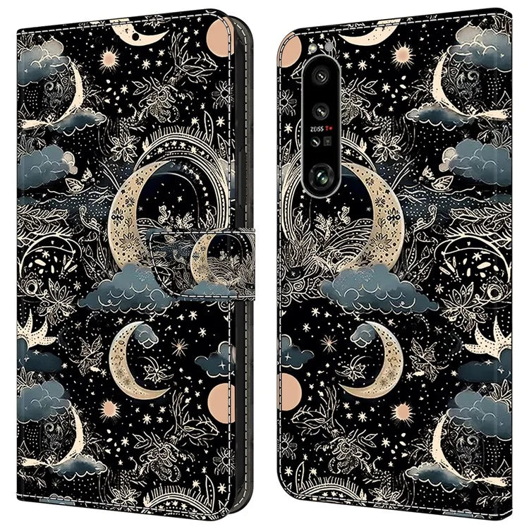 For Sony Xperia 1 IV 5G Cell Phone Case Pattern Design PU Leather Flip Stand Cover