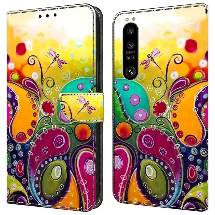 For Sony Xperia 1 IV 5G Cell Phone Case Pattern Design PU Leather Flip Stand Cover