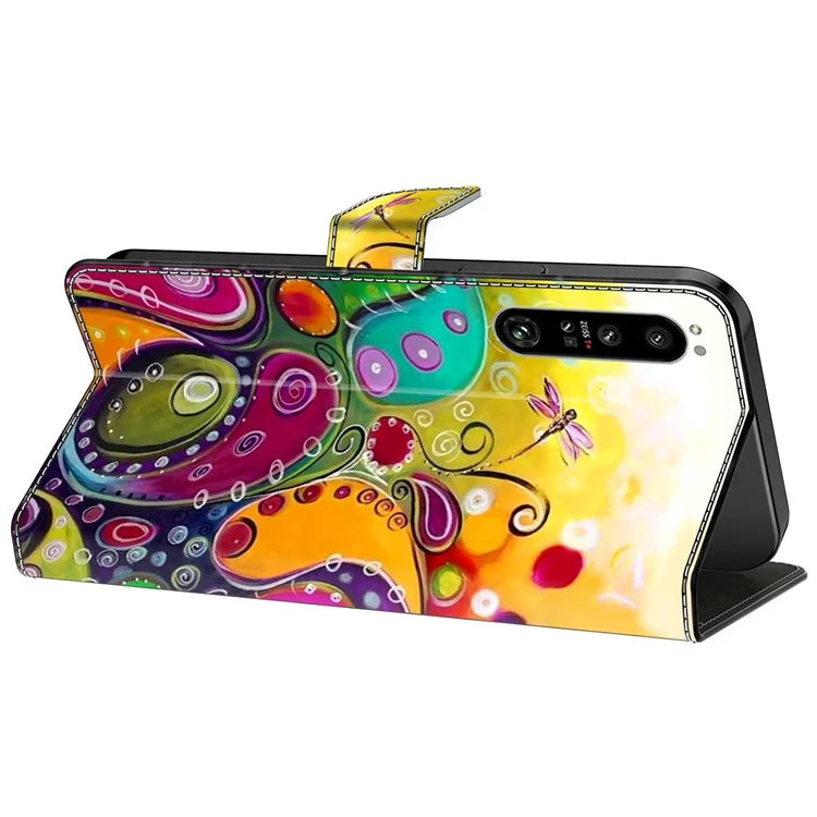 For Sony Xperia 1 IV 5G Cell Phone Case Pattern Design PU Leather Flip Stand Cover
