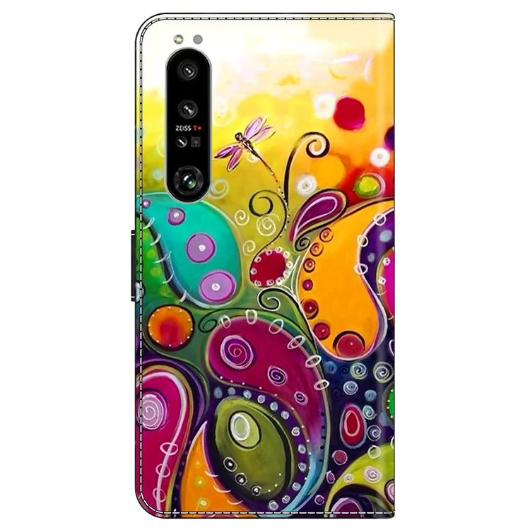 For Sony Xperia 1 IV 5G Cell Phone Case Pattern Design PU Leather Flip Stand Cover