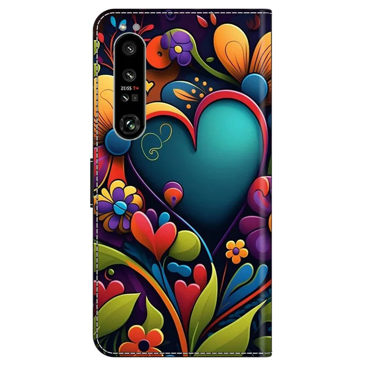 For Sony Xperia 1 IV 5G Cell Phone Case Pattern Design PU Leather Flip Stand Cover