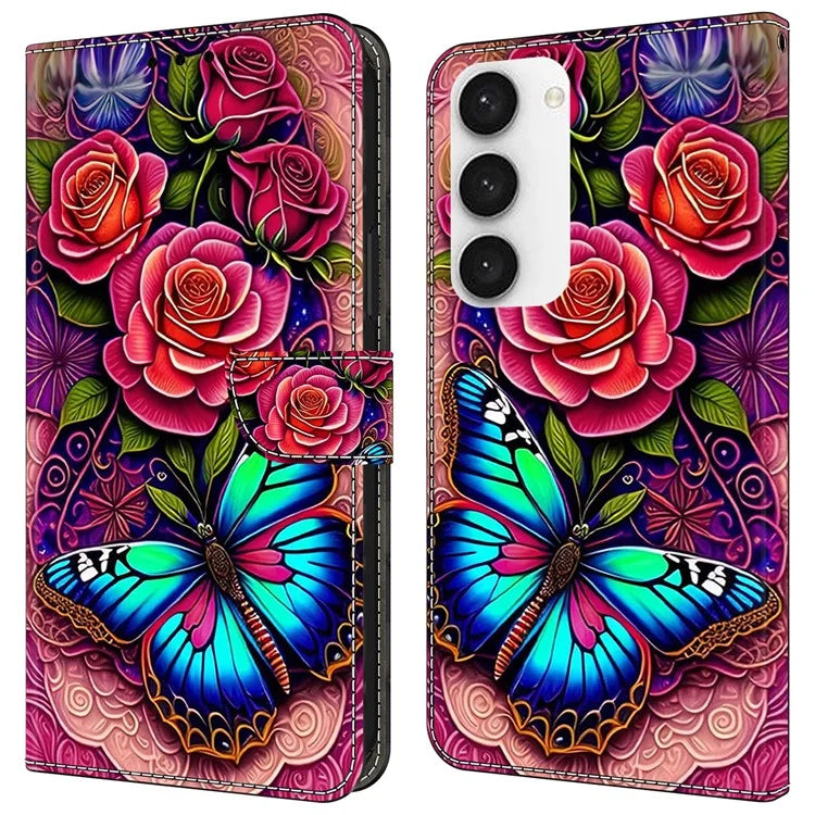 For Samsung Galaxy S23 Wallet Phone Case Pattern Printing Leather Cover Mobile Accessories Wholesale