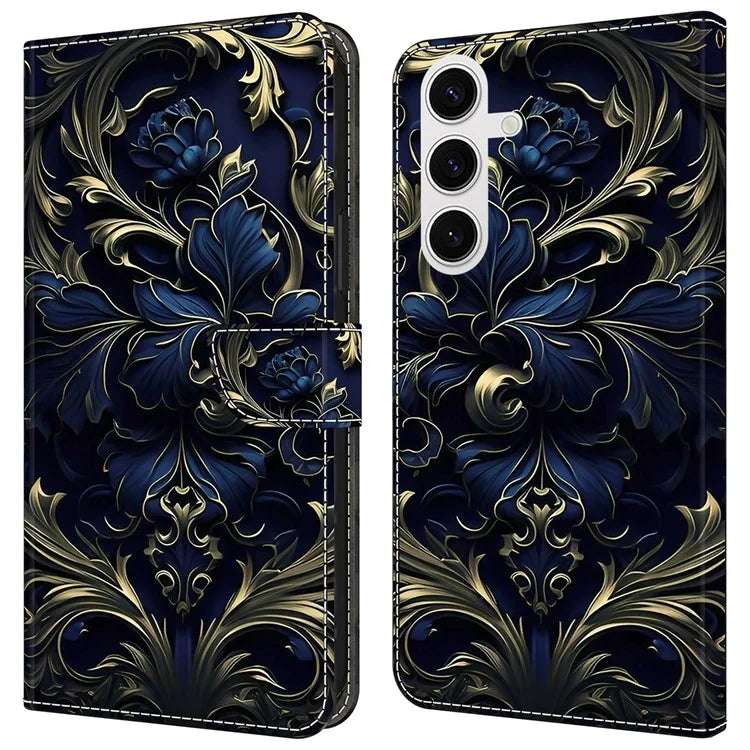 For Samsung Galaxy S24 Magnetic Case Pattern Print Wallet Phone Cover