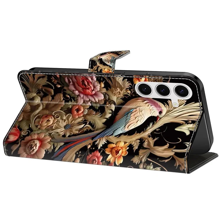 For Samsung Galaxy S24 Magnetic Case Pattern Print Wallet Phone Cover