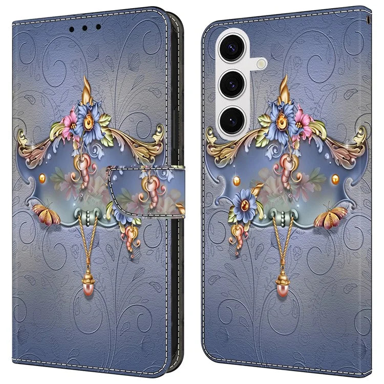 For Samsung Galaxy S24 Magnetic Case Pattern Print Wallet Phone Cover