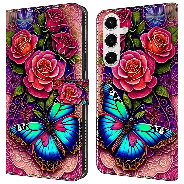 For Samsung Galaxy S24 Magnetic Case Pattern Print Wallet Phone Cover