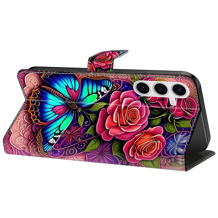 For Samsung Galaxy S24 Magnetic Case Pattern Print Wallet Phone Cover