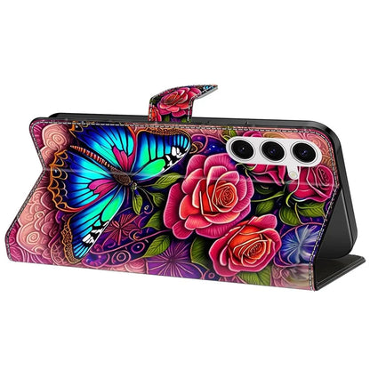 For Samsung Galaxy S24 Magnetic Case Pattern Print Wallet Phone Cover