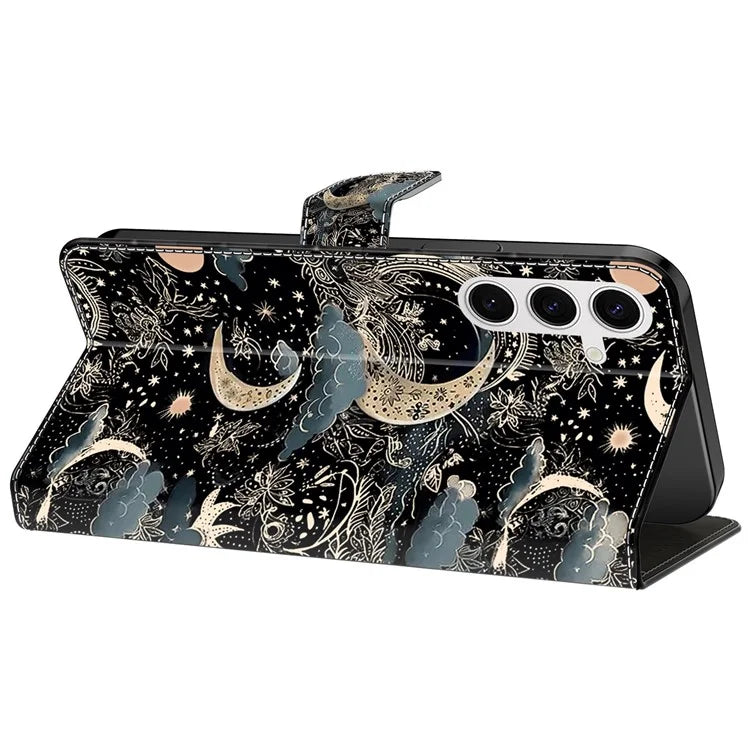 For Samsung Galaxy S24 Magnetic Case Pattern Print Wallet Phone Cover