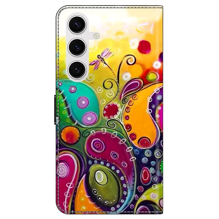 For Samsung Galaxy S24 Magnetic Case Pattern Print Wallet Phone Cover