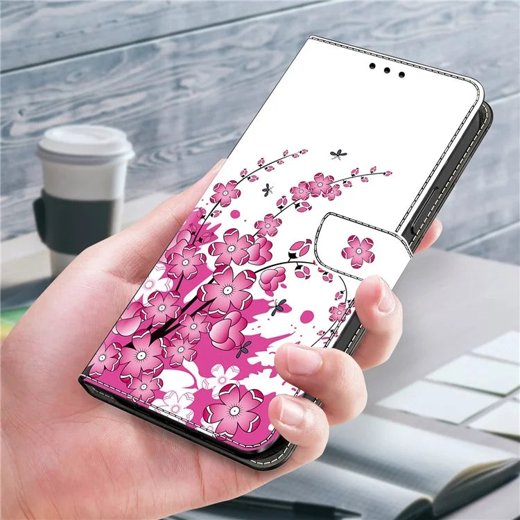 For Samsung Galaxy A24 4G (162.1 x 77.6 x 8.3mm) Case Pattern Print Leather Wallet Phone Cover
